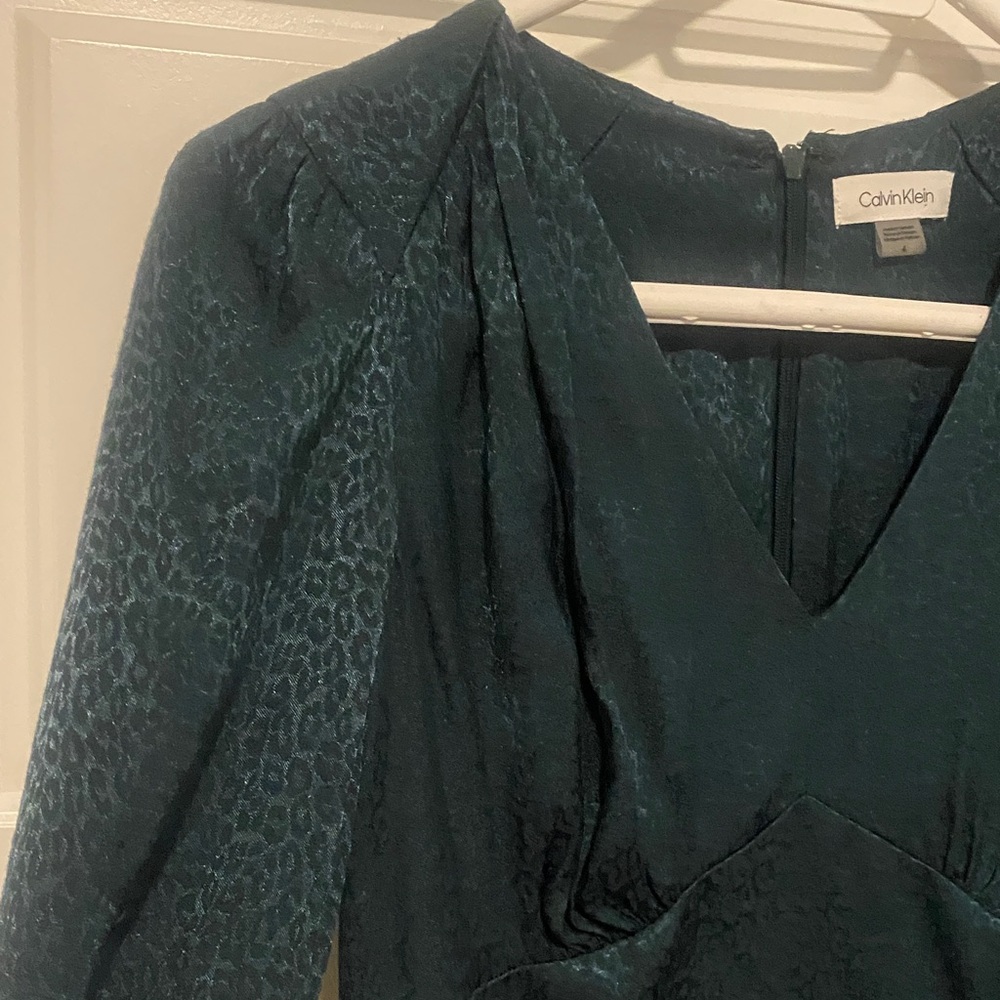 Vintage inspired Calvin klein dark forest green emerald Long Sleeve Dress